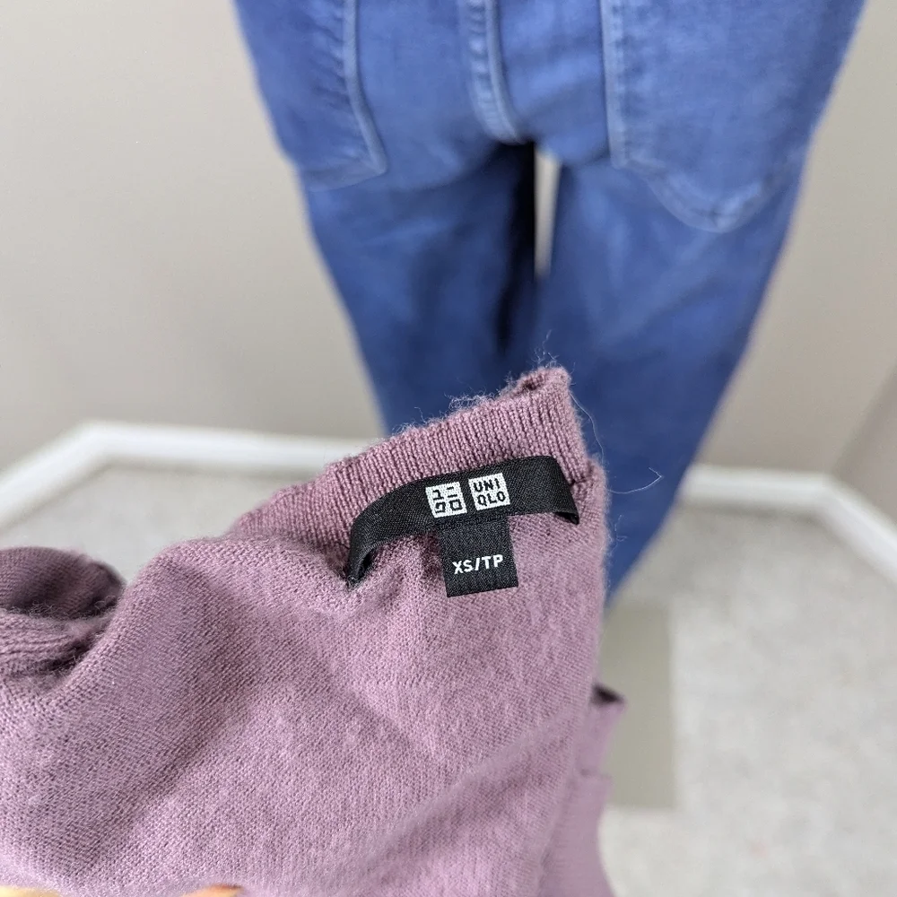 Uniqlo Extra Fine Merino Wool Crewneck Sweater – Mauve Purple Long Sleeve XS - Picture 7 of 7